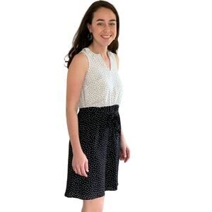 LOFT White & Black Pokadot Dress, Size XXSP